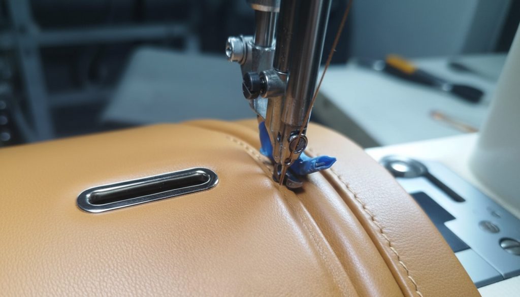 Imagen de Costura de un bolso de golf de piel